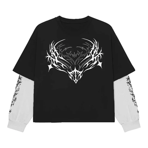 เสื้อยืดโอเวอร์ไซส์พิมพ์ลายดิจิทัลสำหรับผู้ชายคุณภาพสูง แขนยาว สไตล์สตรีทแวร์ ดีไซน์กราฟิก น้ำหนัก 220 กรัม ผ้าฝ้าย 100% - Product Image 2