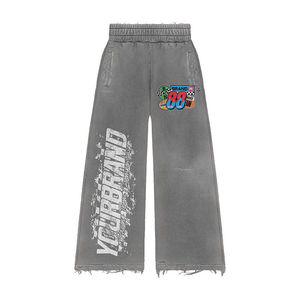Pantalones Anchos de Hombre Yourbrand, Cintura Elástica, Estampado Desgastado, Estilo Urbano, Pantalones Negros de Poliéster - Product Image 2