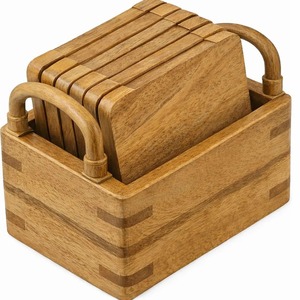 Premium Wooden <b>Square</b> Coaster <b>Set</b> Heat Resistant Drink Coasters for Home Office and Kitchen At Best Price - Product Image 1