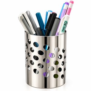 Porte-stylo en métal pour bureau, design creux en cuivre rose doré, organiseur de crayons, fournitures de bureau - Product Image 4
