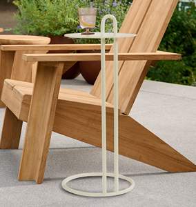 Mesa de bebidas delgada para exteriores con superficie redonda y detalles en lazo, estructura resistente a la intemperie para patio, balcón, relajación y bares - Product Image 1