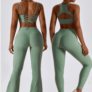 Custom Logo Women's Fitness Active Wear Quick-Dry Sports Workout Clothing 4-Way Stretch Two Piece Yoga <b>Seamless</b> <b>Leggings</b> Sets - Product Image 1