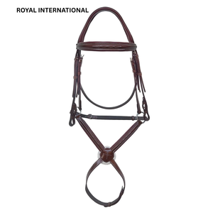 Brida Inglesa para Caballo de Cuero Genuino Premium Royal International con Diadema |   Cabezada con riendas para entrenamiento ecuestre - Product Image 1