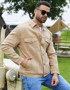 Denim Jacket With Rhinestone Decoration Turn-down Collar Single Breasted Casual Style Loose Fit Autumn Wear Unisex Regular - Product Image 3