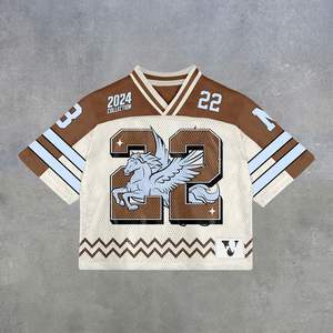 Maillot de football en jersey tricoté en polyester pur de haute qualité, coupe oversize et courte, impression sérigraphique personnalisée pour homme - Product Image 4