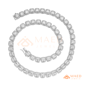 <b>Silver</b> Asscher Cut Moissanite Tennis <b>Necklace</b> Luxury Halo Link Chain Iced Out Statement Jewelry <b>For</b> <b>Men</b> Women - Product Image 5