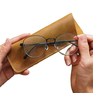 Slim Profile Genuine Leather <b>Glasses</b> Sleeve Elegant Spectacle <b>Case</b> Wholesale International Shipping LGC-0060 - Product Image 1