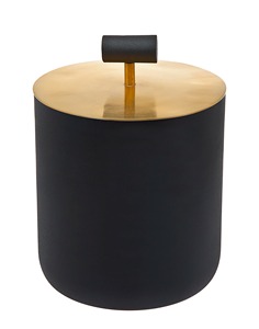 Moderna Cubitera Cilíndrica Negra Mate con Tapa Plana de Latón Dorado, Elegante Enfriador de Bebidas Metálico Bicolor Negro y Dorado - Product Image 4