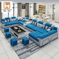 Modernes Wohnzimmer Lounge 7-Sitzer U-förmige Sofa garnitur Möbel L-Form Schnitts ofa Luxus Stoff Modulares Sofa