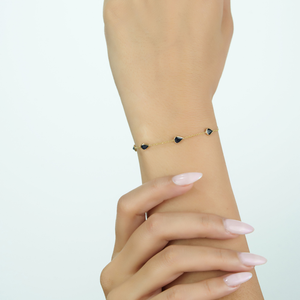 Best Selling Products Minimalist Dainty Blue Sapphire Station Chain Bracelet For Daily Wear <b>Solid</b> K14 Yellow <b>Gold</b> Gift For Her - Product Image 4