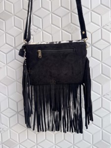 Real Cowhide Leather Western Style New Designer Fringe Bag <b>Handbag</b> Sling Bag Bohemian Fringe Bag Women's Multi Uses <b>Handbag</b> - Product Image 4