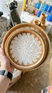 Plateau de service en laque tissé à la main avec incrustation de nacre |   Boîte de rangement multifonctionnelle écologique pour bureau et salle de bain (noir) - Product Image 5