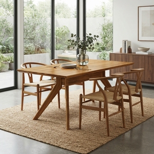 Mesa de comedor rectangular de madera de teca maciza minimalista de primera calidad para cocina y comedor, unidad de espacio con estructura de escritorio. - Product Image 5