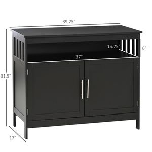 Buffet vintage fait main en noir avec étagères réglables, portes magnétiques, poignée métallique, style farmhouse, armoire de salle à manger ou de cuisine - Product Image 3