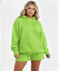 Women Winter Long Hoodie and Shorts <b>Set</b> High Quality OEM ODM Best Selling Modern Casual Streetwear Two Piece - Product Image 1