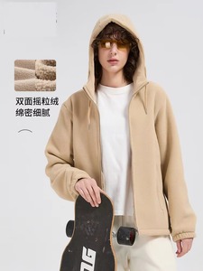 Nouveau 2026 – Sweat à capuche zippé en polaire double face en polyester, personnalisable avec logo, chaud et décontracté pour l'hiver, coupe ample pour hommes et femmes - Product Image 2