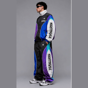 Boxy Waterproof Jacket and Pant Set Nylon <b>Wind</b> <b>Breaker</b> Jogging Track Suit Multi Color Panel Windbreaker Tracksuit for Men - Product Image 3