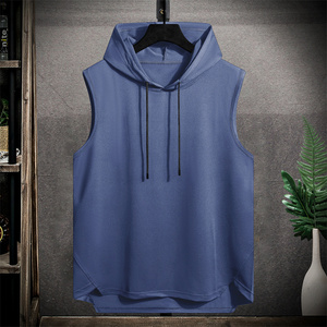 Mens Solid Zipper Winter Athletic Fitness Sleeveless Gym <b>Hoodie</b> Workout <b>Bodybuilding</b> Shirt - Product Image 2