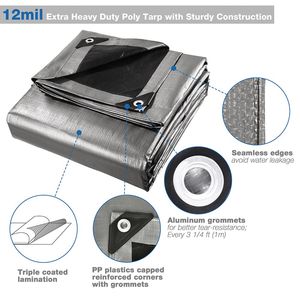 Bâche en tissu poly robuste argentée et noire 20x30 pieds - Product Image 1