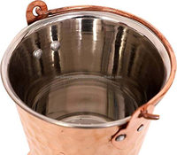 Cubo de servicio indio de acero de cobre, cubo martillado de acero inoxidable, vajilla de servicio india