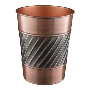 Elegante Cesto de Papel Metálico Cilíndrico con Patrón, Abierto por Arriba, Decorativo, para Interiores, Contenedor de Residuos Domésticos - Product Image 2