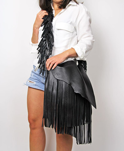 Premium Genuine Leather Fringe Handbag for Women – Vintage Boho Style Shoulder <b>Bag</b> with Tassels & <b>Studded</b> Detail - Product Image 6