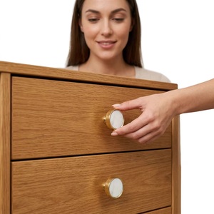 Modern <b>White</b> Resin Wooden Bone Horn Brass Cabinet <b>Knobs</b> Handles for Kitchen Bathroom Bedroom Living Room Dressers Wardrobe - Product Image 3