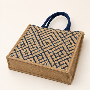 Sac fourre-tout en jute rayé personnalisé, de luxe, réutilisable, avec fermeture éclair, écologique, pour courses - Product Image 3