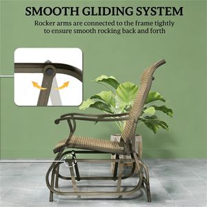 Sedia a dondolo da esterno marrone chiaro misto per terrazza e giardino, poltrona per arredamento da patio - Product Image 2
