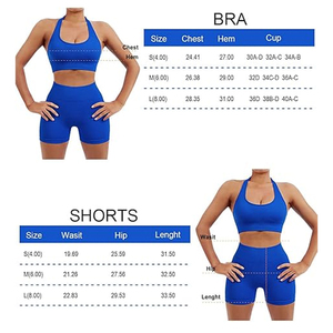 Ensemble de sport côtelé sans couture pour femme, short cycliste taille haute froncé aux fesses et brassière de sport, tenue de yoga et de gym, ensemble 2 pièces - Product Image 5