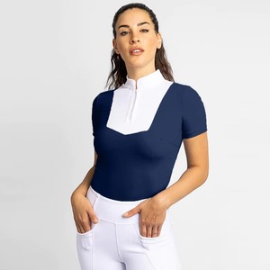 Camisetas Ecuestres Negras para Mujer con Etiqueta Personalizada, Ligeras, de Secado Rápido, con Cierre de Cremallera, Transpirables, 100% Malla - Product Image 4