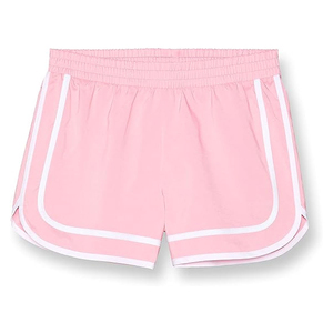 <b>Womens</b> Pink Polyester Athletic <b>Shorts</b> with <b>White</b> Trim Moisture Wicking Regular Fit Lightweight Breathable Training Sportswear - Product Image 1