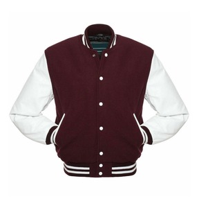 Men's Orange Varsity <b>Jacket</b> With <b>White</b> Sleeves Button Closure Regular Fit Casual Style Autumn Wear - Product Image 3