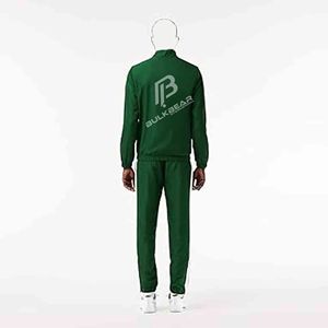 BULKBEAR Unisex Tracksuit Set Green <b>White</b> Full Sleeve Zipper Sporty Casual <b>Joggers</b> Breathable Cotton Winter Adult Regular Fit - Product Image 6