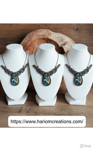 Collier en macramé fait main avec labradorite, pendentif bohème en pierre naturelle, bijoux artisanaux, collier statement en pierre naturelle - Product Image 2
