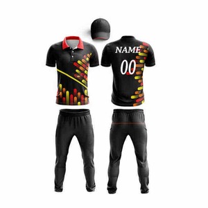 Ensemble d'uniformes de cricket personnalisés en gros, impression personnalisée, 100% polyester, léger, respirant, maillot et pantalon de cricket, vêtements de sport - Product Image 2