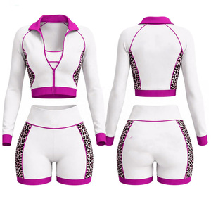 Ensemble de shorts cyclistes sans coutures pour femmes, vente en gros, 3 pièces : leggings à poches, soutien-gorge de sport invisible froncé, taille haute, pour filles, cyclisme et activités sportives - Product Image 3