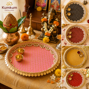 Indian Handcrafted Eco-Friendly Removable Decorative Pooja Thali Aarti Plate Diwali Festival Favors Wedding <b>Home</b> Temple - Product Image 2