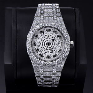 Reloj Mecánico Automático para Hombre de 41 mm con Diamantes Moissanite VVS D, Estilo Hip Hop, Caja de Acero Inoxidable, Esfera Dorada/Plateada, Cristal - Product Image 2