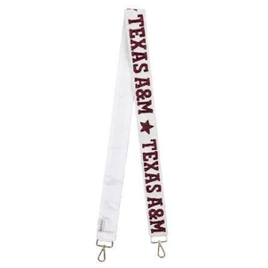Correa de Bolso Deportiva Rectangular Personalizada Hecha a Mano con Cuentas de Vidrio sobre Base de Algodón Transparente Delta-Sigma-Theta - Product Image 3