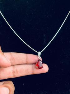 Collar de cadena de serpiente con granate, engaste de plata alemana, regalo de aniversario o boda cristiana, hecho a mano, sin níquel ni plomo. - Product Image 1