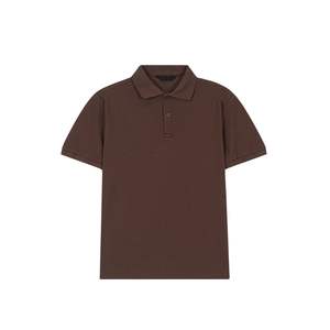 Polo en coton marron pour homme, manches courtes, logo personnalisé, polo de golf uni, t-shirt, fournisseur en gros OEM - Product Image 2