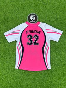 เสื้อเจอร์ซีย์กีฬาสีชมพู โพลีเอสเตอร์ 100% คอกลม พิมพ์ลายแบบซับลิเมชั่น เสื้อทีม ชุดกีฬา โลโก้สั่งทำได้ เสื้อสโมสร เสื้อฝึกซ้อม ระบายอากาศได้ดี - Product Image 5