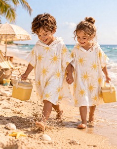 Poncho bébé unisexe personnalisable 100% coton biologique, doux, respirant, à capuche, design doux pour la peau - Product Image 2