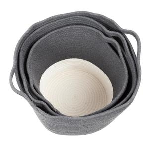 Panier de rangement en corde de coton tressée fait main, panier à linge décoratif bicolore, bac pliable pour jouets, serviettes et vêtements - Product Image 5