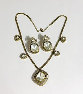 Geometric Gold Plated Crystal Necklace and Earring <b>Set</b> for Women Party Jewelry Trendy Fashion Alloy Jewelry <b>Sets</b> - Product Image 2