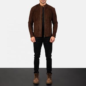 Veste en cuir pour homme, coupe ajustée, design élégant, automne-hiver, avec doublure, design personnalisé, col montant, coupe-vent, style simple - Product Image 2