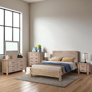 Fabricante de Dormitorios en Vietnam, Juego de Dormitorio de Madera Sólida con 5 Unidades, Juegos de Dormitorio de Madera Minimalistas OEM/ODM para Mayoristas - Product Image 1