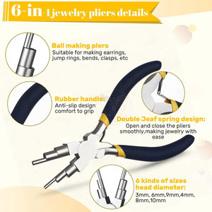Juego de 2 Herramientas para Hacer Joyas, Alicates para Hacer Bases de Colgantes 6 en 1, Azul y Amarillo - Product Image 2