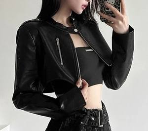 Veste à capuche personnalisable pour femme, en cuir PU, décontractée, séchage rapide, courte, élégante, vente en gros - Product Image 4